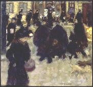 bonnard; oil paint on paper; street in Paris